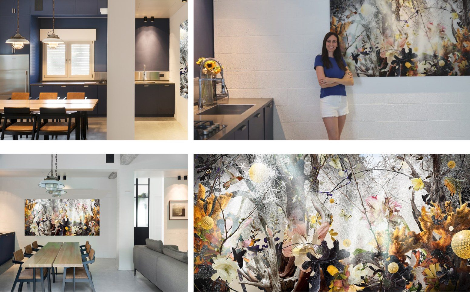 Hyper collage digital artwork on glossy anti reflective acrylic, the central focal point of a Bauhaus residence in Tel Aviv